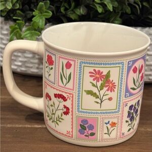 Brand New Clementine Studio Floral Patchwork Quilt Square Mug Gold Embossed